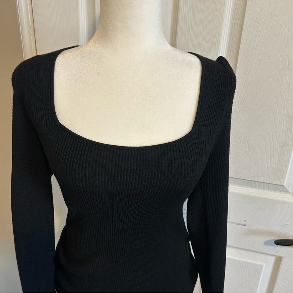 Maeve Black Ribbed Blouse - Picture 6 of 8